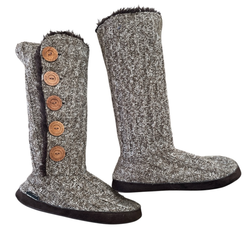 Muk Luks Women’s Malena Slouch Boots Brown Flat Heel Warm and Cozy XL